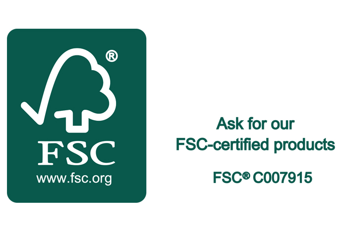 FSC's 'tick tree' logo is used to indicate that products are certified under the FSC system.